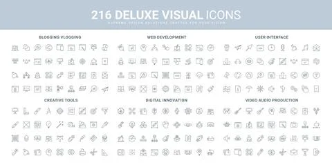 UI and website development and testing, creative idea, social media blog line Illustrazione stock