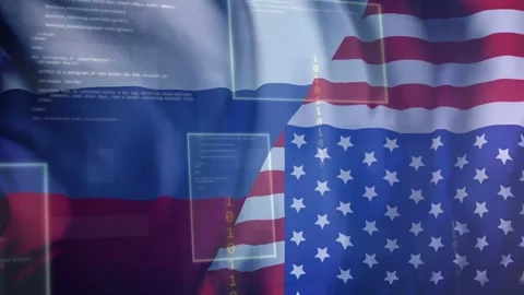UI box appearing left starting overlays and sliding digits across Russia-US Stock Footage 335739727