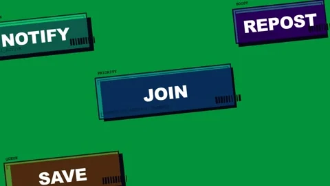 UI buttons sliding rotating, fixing labels and settling into UI after cue on Video stock 329531753