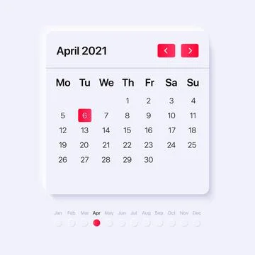 UI calendar concept. GUI for mobile and web application. modern white widget sty Stock Illustration