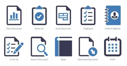 Ui as chart document, done list, excel document Stock Illustration