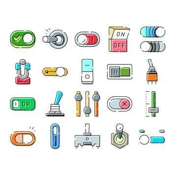 Ui control interface toggles, switches, and sliders set Illustrazione stock