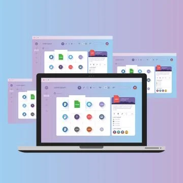 Ui Dashboard. Modern Infographic With Gradient Finance Graphs, Statistics Chart Stock-Illustration