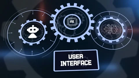 UI Design with AI, Robotic Automation and Glowing Gears Video stock 325790907