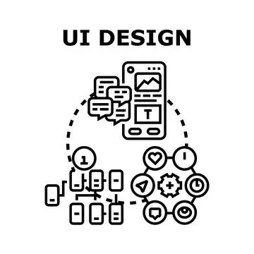 Ui design creating wireframe user interface development Stock Illustration