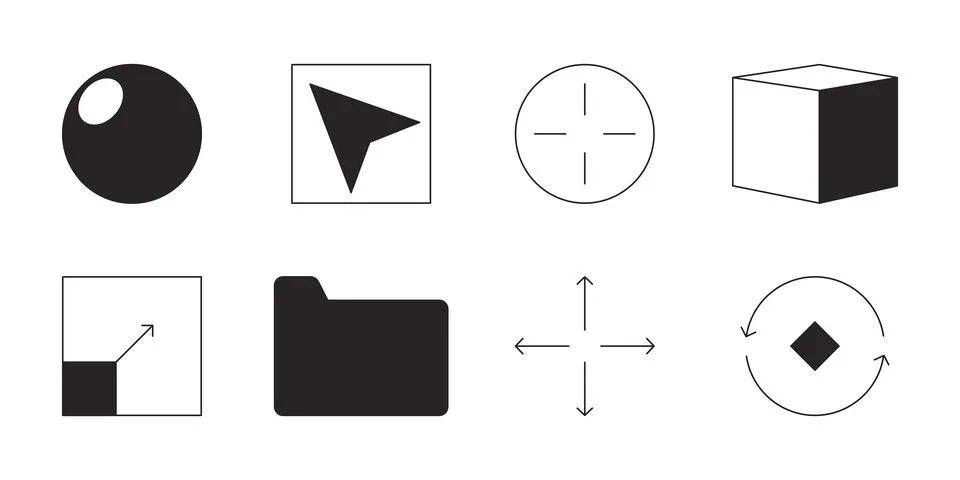 Ui design development black and white 2D line cartoon objects set Stock Illustration