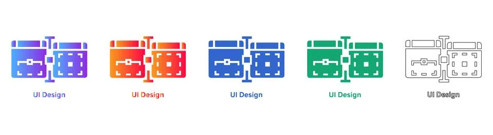 UI Design Layout and Framework Icon Set Illustrazione stock