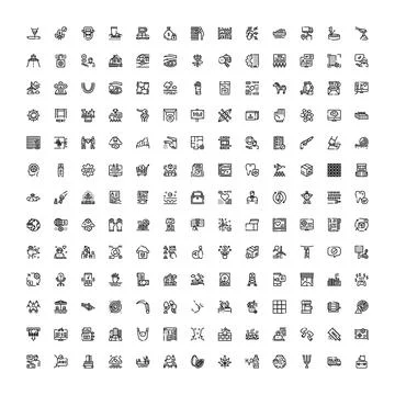 Ui design line icons set for business applications Stock Illustration