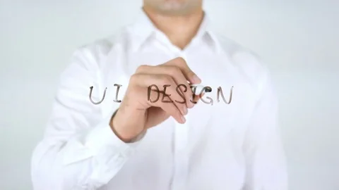 Ui Design, Man Writing on Glass Stock Footage