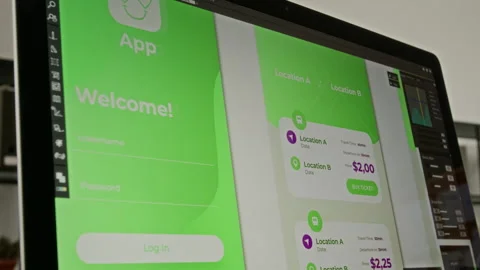 UI Design Work on Wireframe Mockups for Taxi or Car Sharing Mobile App Stock Footage 327901235