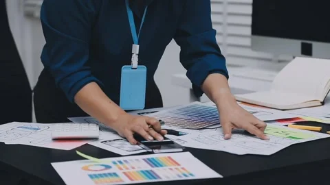 UI designer and UX developer brainstorm idea to design the application appe.. Stock Footage 326018283