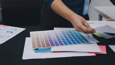 UI designer and UX developer brainstorm idea to design the application appe.. Stock Footage 326018304