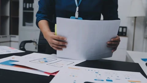 UI designer and UX developer brainstorm idea to design the application appe.. Stock Footage 326018308