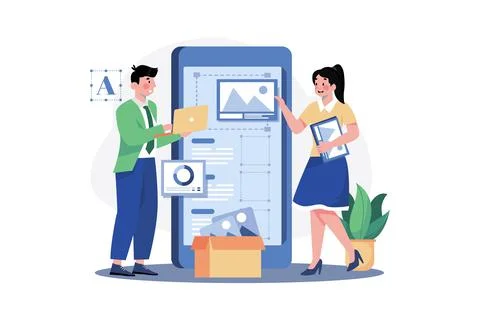 UI Designer Illustration concept on white background Illustrazione stock