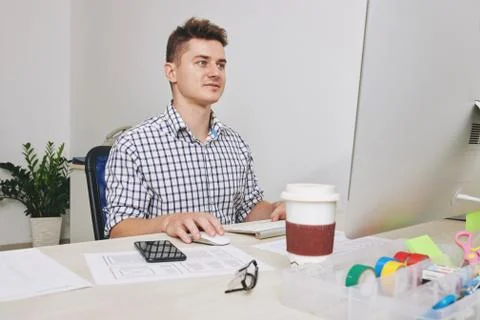 UI designer working on computer Stock Photos