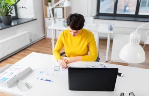 Ui designer working on user interface at office 스톡 사진