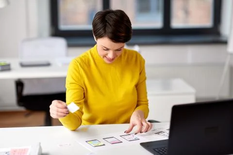 Ui designer working on user interface at office 스톡 사진