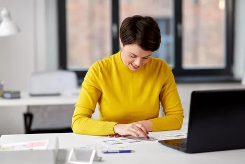 Ui designer working on user interface at office 스톡 사진