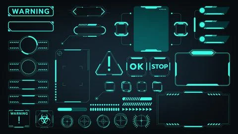 UI digital. Futuristic technology game, graphic bar button cyber elements, .. 库存插图