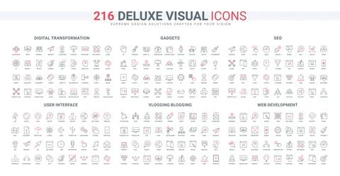 UI, digitalization, blogging and vlogging trends and blog post, SEO service line Illustrazione stock