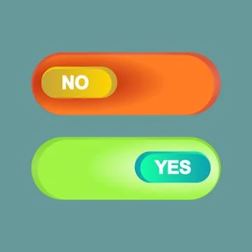 UI elements illustrating a 'yes' and 'no' toggle. Representing choice, deci.. イラスト素材