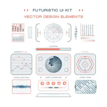 UI flat design web elements template set interface layout symbol vector Stock Illustration