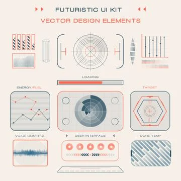 UI flat design web elements template set interface layout symbol vector Stock Illustration