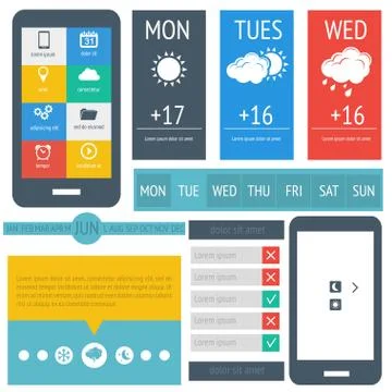 UI flat design, web elements Stock Illustration