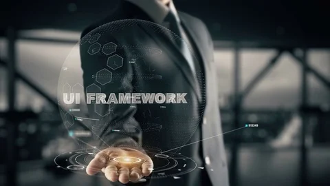 UI Framework with hologram businessman concept Stock Footage 83289549