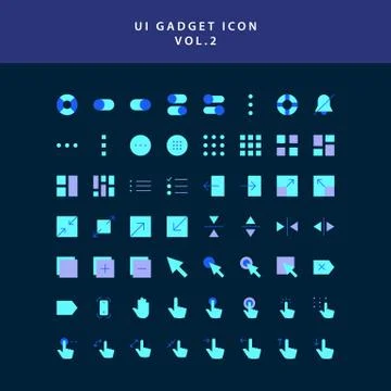 Ui gadget icon set flat style design vol 2 Stock Illustration