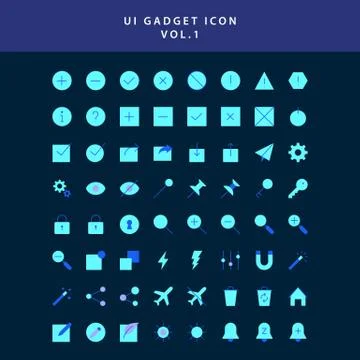 Ui gadget icon set flat style design vol 1 Stock Illustration