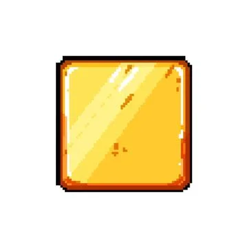 Ui gold game button pixel art vector illustration Stock Illustration