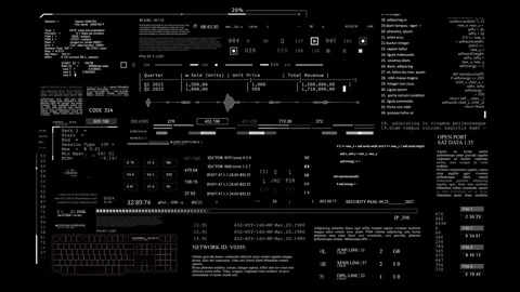 UI HUD data text technological infographic elements.HUD 2GFX Technology Sci Fi Video stock 255654572