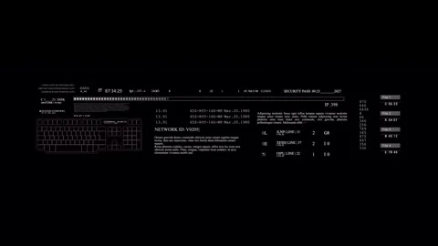 UI HUD element. Code text animation.2GFX Technology Sci Fi 2D texture.User Stockbeeldmateriaal 255646350