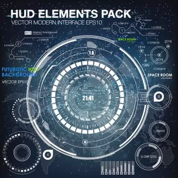 UI hud infographic interface web elements. Futuristic space thin HUD user Stock Illustration