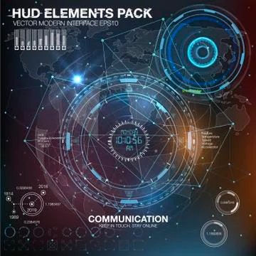 UI hud infographic interface web elements. Futuristic space thin HUD user Stock Illustration