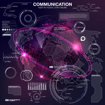 UI hud infographic interface web elements. Futuristic space thin HUD user Stock Illustration