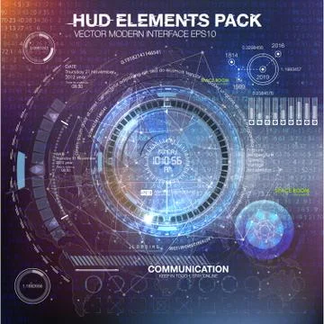 UI hud infographic interface web elements. Futuristic space thin HUD Illustrazione stock