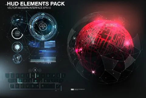 UI hud infographic interface web elements. Futuristic space thin HUD user 库存插图