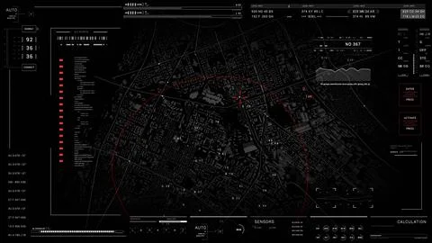 UI HUD Map satelite technological infographic elements.HUD 2GFX Technology Sci Illustrazione stock