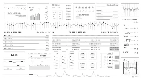 UI HUD technological infographic elements.White background.HUD 2GFX Technology Stock Footage 261551813