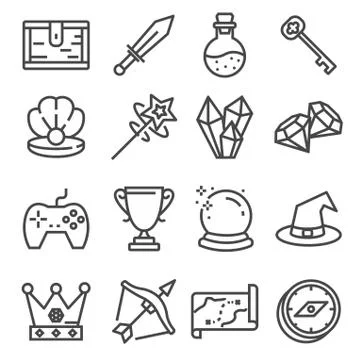 UI icon set. Gaming line elements set. 스톡 일러스트