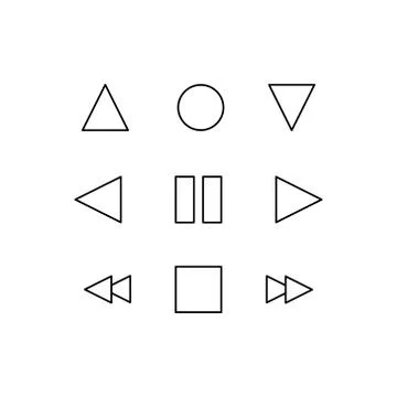 UI icon set outline icon. Play, stop, acceleration, rewind, pause. Stock Illustration