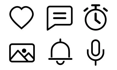 UI icon set, Social network signs for app and web.  themes icon. Vector line  Stock Illustration