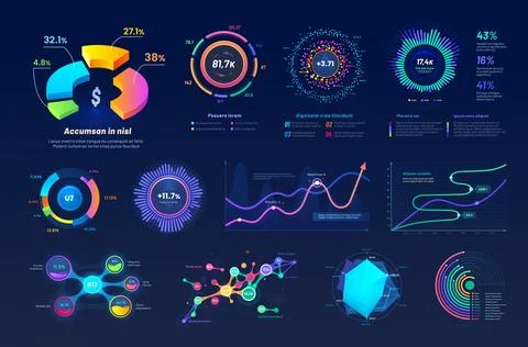 UI interface graphs, charts, infographic elements Stock Illustration