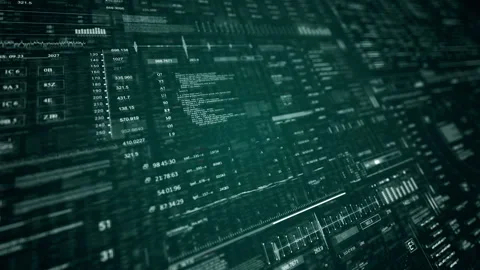 UI interface monitor data, programming text.HUD User Interface display.2GFX Video stock 262068579