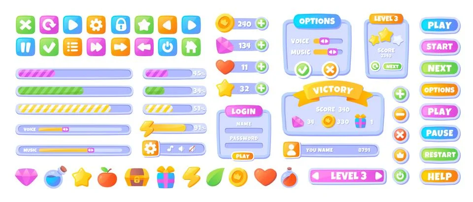 Ui interface set 스톡 일러스트