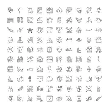 Ui interface web elements line icons set Stock Illustration