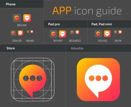 UI IOS button icons design guidelines for web and mobile app vector template Illustrazione stock
