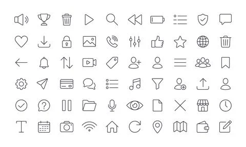 UI line simple icon set. Profile user web menu ux interface mobile line symbol Illustrazione stock